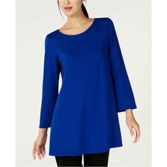 Eileen Fisher Women's Small Royal Blue Viscose Jersey Ballet Neck Tunic Top - Picture 1 of 9
